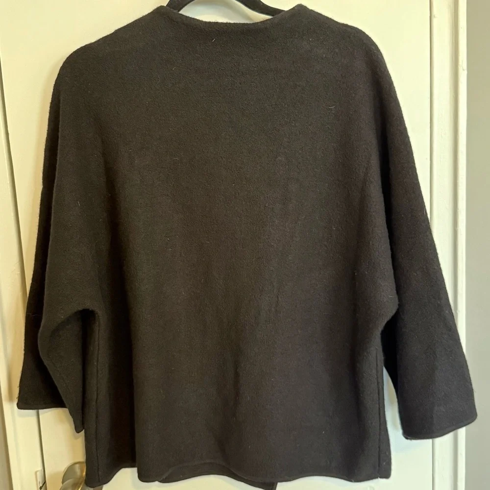 Jones New York Collection Black Merino Wool Snap Front Sweater XL - Picture 3 of 7